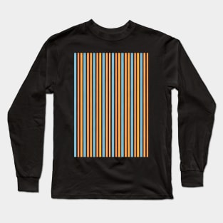 Vertical Retro Stripes Pattern Orange and Light Blue Long Sleeve T-Shirt